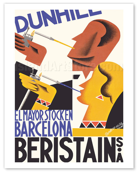 Dunhill Cigarettes - The Largest Stock in Barcelona - Beristain S.A. - c. 1932 - Poster by Jacint Bofarull