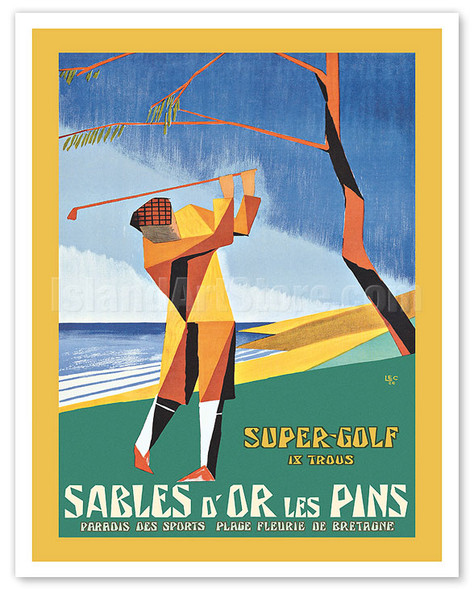 Sables-d’Or-les-Pins Resort - Brittany, France - Golf Player - c. 1926 - Poster by LEC