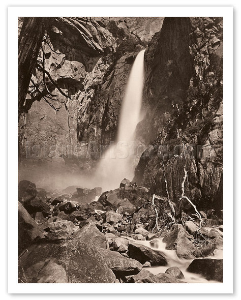 Lower Yosemite Falls - Yosemite Valley, California - c. 1865 - Poster by Carleton E. Watkins
