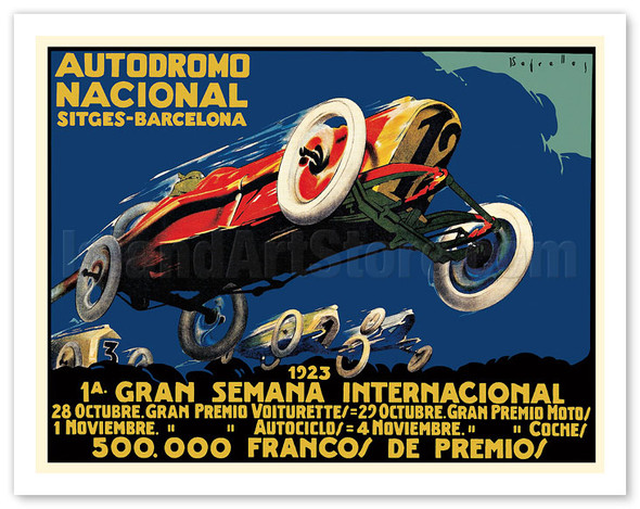 1923 Autodromo International - Barcelona, Spain - Poster by José Segrelles Albert