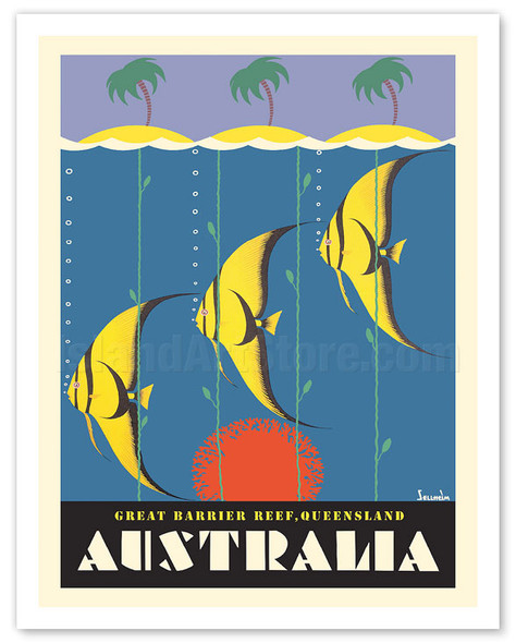 Great Barrier Reef - Queensland, Australia - Moorish Idol Fish - c. 1937 - Poster by Gert Sellheim