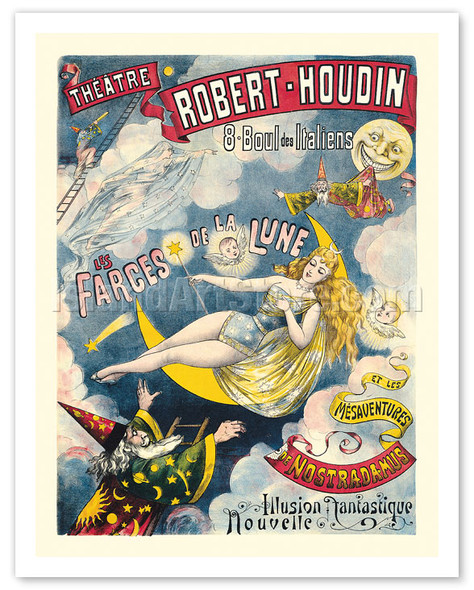 Farces of the Moon and the Misadventures of Nostradamus - Theatre Robert-Houdin - c. 1891 - Vintage Theatrical Poster
