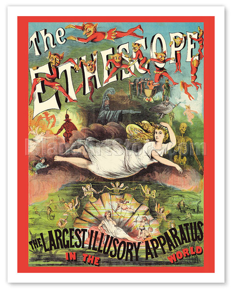 The Ethescope - The Largest Illusory Apparatus in the World - c. 1870 - Vintage Advertisement Poster