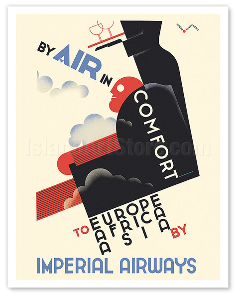 Europe, Africa, Asia - By Air in Comfort - Imperial Airways - c. 1937 - Poster by Steph Cavallero