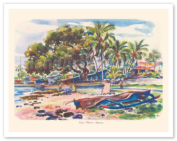 Kona Coast, Hawaii - Wa‘a (Outrigger Canoe) - c. 1947 - Poster by Jules Chéret