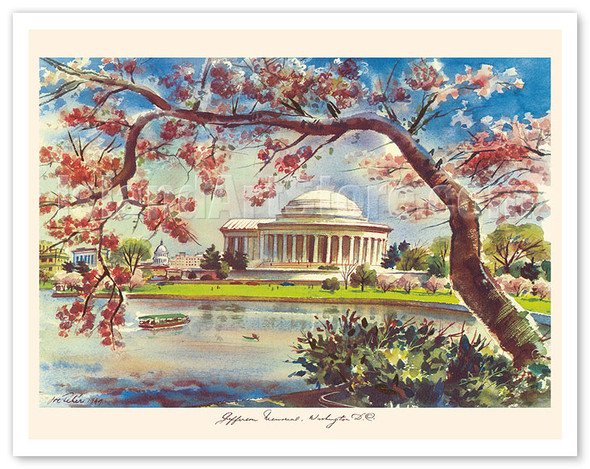 Jefferson Memorial in Cherry Blossom - Washington, D.C. - c. 1949 - Poster by Jules Chéret