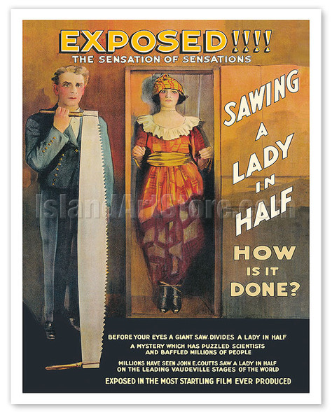 Exposed - Sawing a Lady in Half - c. 1922 - Vintage Magic Poster