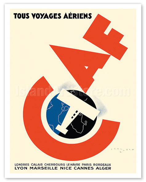 All Air Travel (Tous Voyages Aériens) - Compagnie Aérienne Française (CAF) - c. 1919 - Poster by Jean Carlu