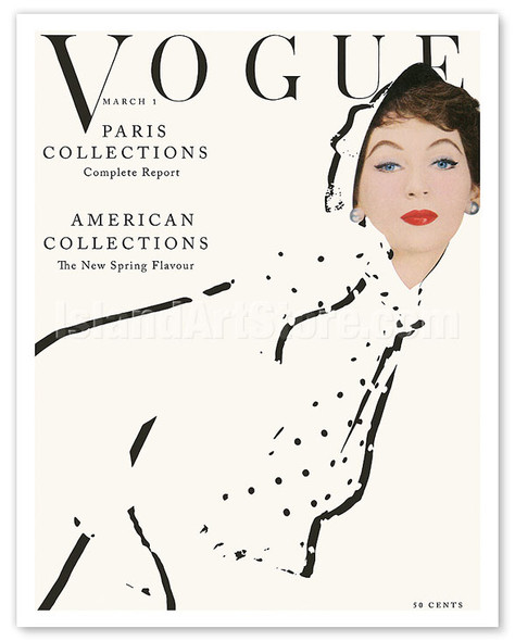 Fashion Magazine - March 2, 1953 - Dovima Spring Flavours - Paris and American Collections - Poster by Erwin Blumenfeld