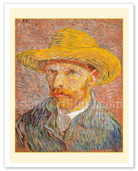 Self-Portrait with a Straw Hat - c. 1887 - Poster by Vincent van Gogh