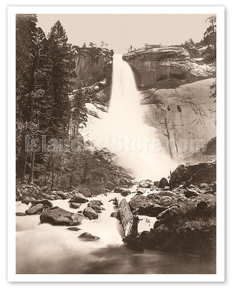 Nevada Fall, Yosemite Valley - Yosemite National Park, California - c. 1865 - Poster by Carleton E. Watkins