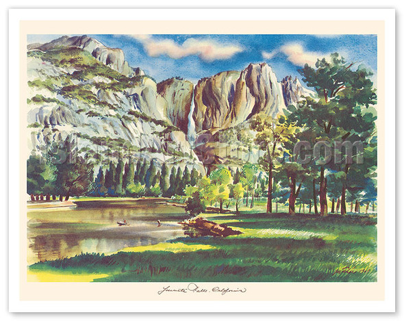 Yosemite Falls, California - Yosemite Valley - c. 1947 - Poster by Jules Chéret
