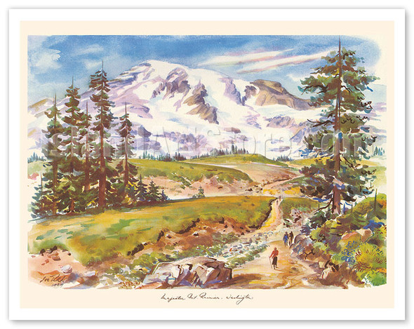 Majestic Mount Rainier, Washington - Tahoma, Tacoma (Mother of Waters) - c. 1939 - Poster by Jules Chéret