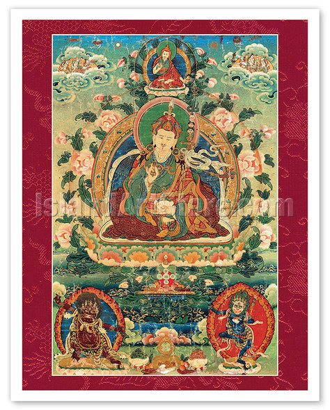 Padmasambhava (Guru Rinpoche) - Tantric Buddhist Mystic - Vintage Tibetan Thangka Buddhist Painting