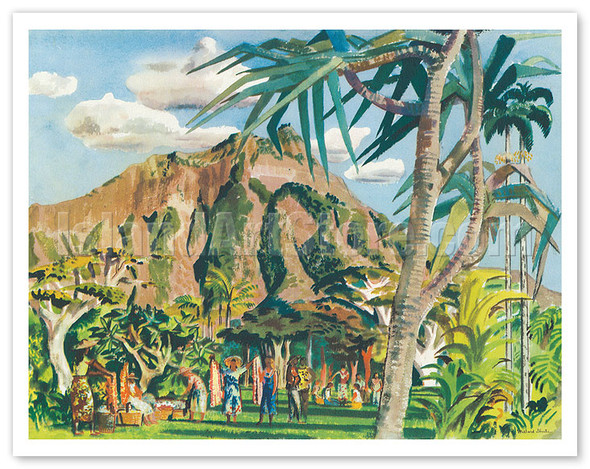 Diamond Head from Kapiolani Park, Hawaii - United Air Lines - c. 1952 - Poster by Millard Sheets