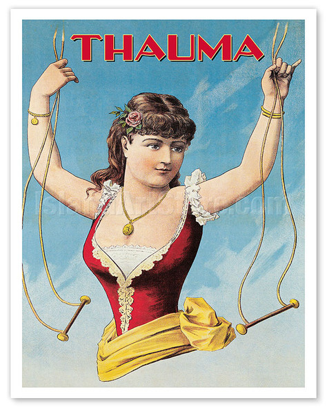 Thauma the Magician - Living Half Lady Illusion - c. 1892 - Vintage Magic Poster