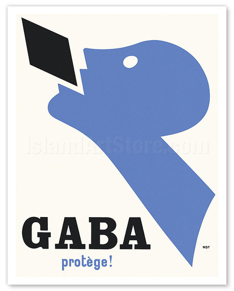 GABA is Protecting You (Protège) - Breath Candies - c. 1927 - Poster by Niklaus Stoecklin