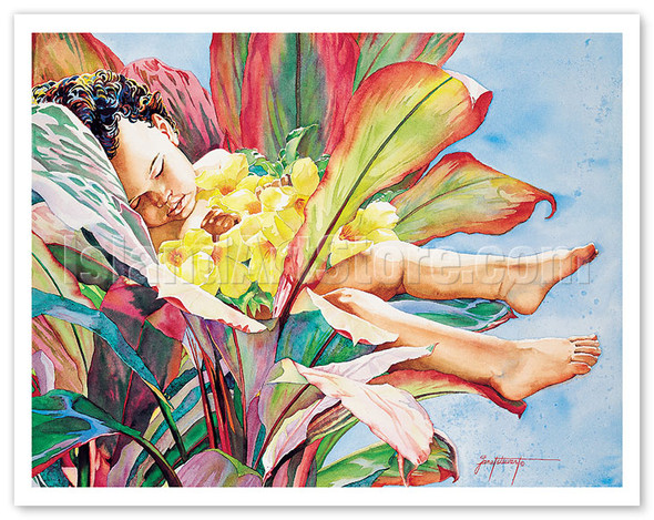Ti Leaf Baby (Ke Keiki Lau Lā‘ī) - Hawaiian Child - Poster by Janet Stewart