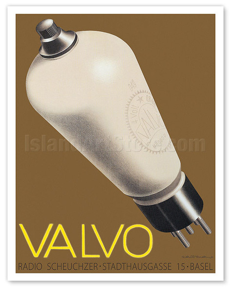 Valvo Electron Tubes - Scheuchzer Swiss Radio Store - c. 1933 - Poster by Niklaus Stoecklin
