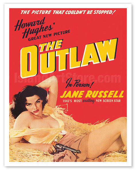 The Outlaw - Staring Jane Russell - Directed by Howard Hughes - c. 1943 - Poster by George Hurrell