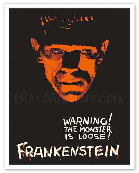 Frankenstein - Warning The Monster Is Loose - c. 1927 - Poster by Karoly Grosz