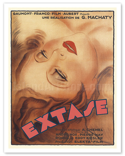 Ecstasy (Extase) - Starring Hedy Lamarr - Directed by Gustav Machaty - c. 1933 - Poster by Carlo Mariani