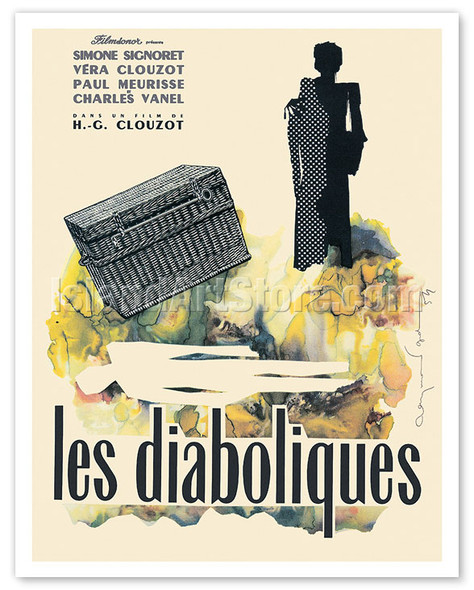 The Diabolical (Les Diaboliques) Starring Simone Signoret Directed by H.-G. Clouzot - c. 1955 - Poster by Raymond Gid