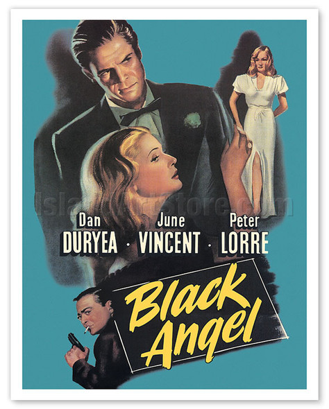 Black Angel - Starring Dan Duryea June Vincent and Peter Lorre - c. 1946 - Vintage Film Noir Movie Poster