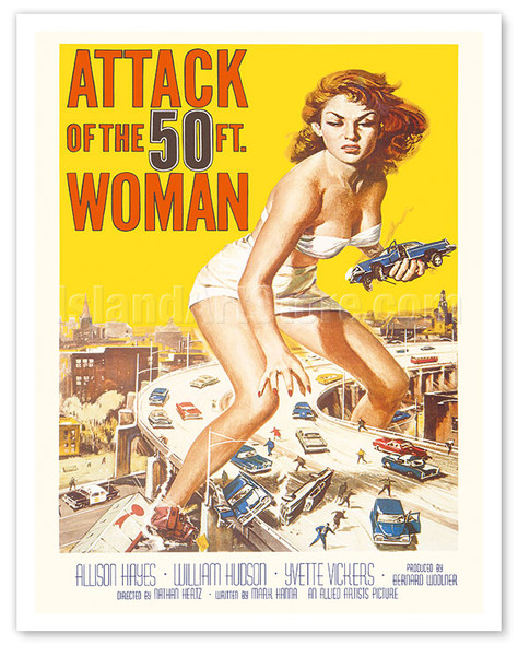 Attack of the 50 Foot Woman - Starring Allison Hayes - c. 1958 - Poster by Reynold Brown
