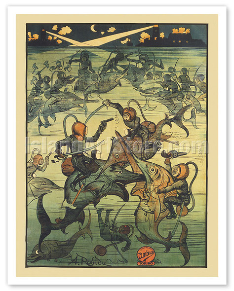 The Extraordinary Adventure of Saturnio Farandola - c. 1913 - Poster by Albert Robida