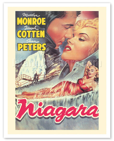 Niagara - Starring Marilyn Monroe & Joseph Cotten - c. 1953 - Vintage Film Noir Movie Poster