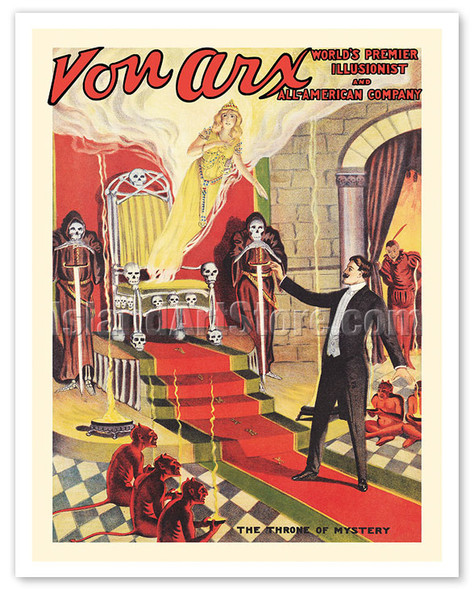 Von Arx World’s Premier Illusionist - The Throne of Mystery - c. 1885 - Vintage Magic Poster