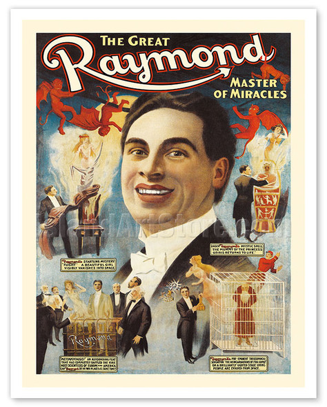 The Great Raymond - Master of Miracles - c. 1920 - Vintage Magic Poster