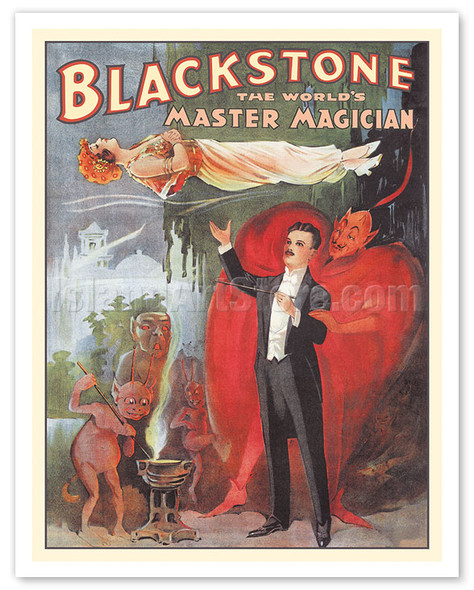Blackstone The World’s Master Magician - Levitation Illusion - c. 1885 - Vintage Magic Poster