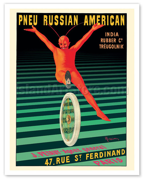 Pneu Russian American Bicycle Tires - c. 1909 - Poster by Leonetto Cappiello
