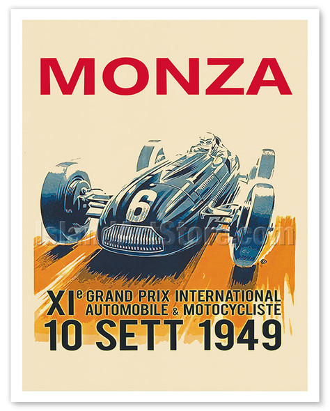 1949 Monza Grand Prix - Vintage Car Racing Poster