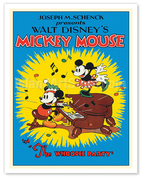 The Whoopee Party - Starring Mickey Mouse Minnie Mouse - c. 1932 - Vintage Film Movie Poster