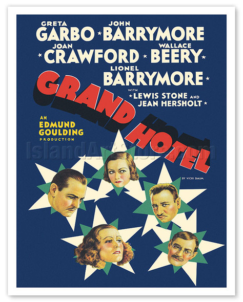 Grand Hotel - Starring Greta Garbo John Barrymore Joan Crawford Wallace Beery - c. 1932 - Vintage Film Movie Poster