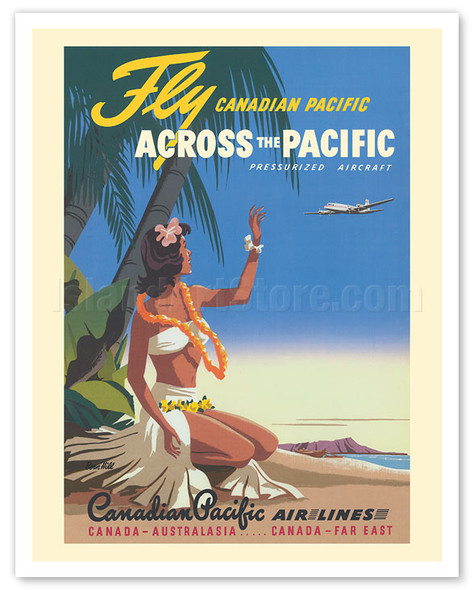 Across the Pacific to Hawaii - Fly Canadian Pacific Air Lines - c. 1950 - Poster by Bern Hill