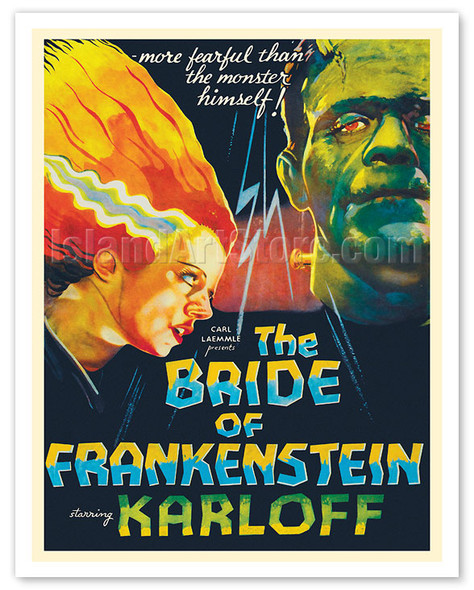 The Bride of Frankenstein - Starring Boris Karloff & Elsa Lanchester - c. 1935 - Vintage Film Movie Poster