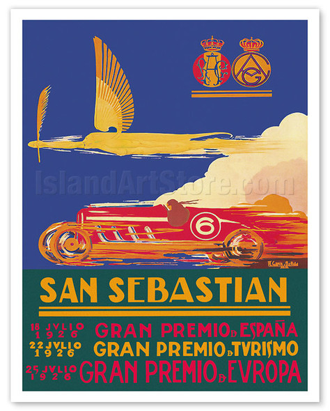 1926 San Sebastian Spanish Grand Prix (Gran Premio de San Sebastian) - Poster by Antonio Garcia Bellido
