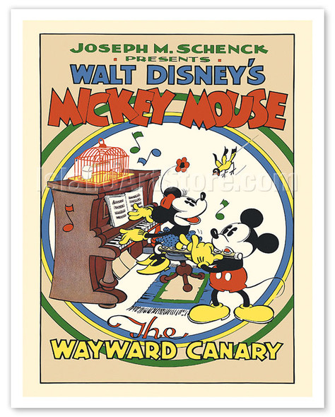 The Wayward Canary - Starring Mickey & Minnie Mouse - c. 1932 - Vintage Film Movie Poster