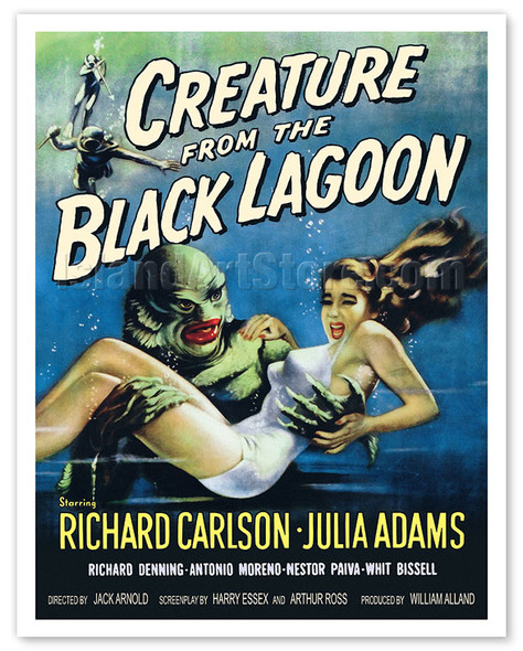 Creature From The Black Lagoon - Starring Julia Adams, Richard Carlson - c. 1954 - Vintage Film Movie Poster