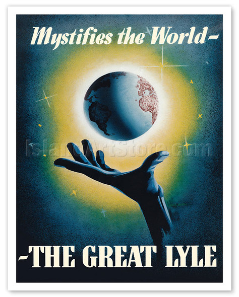 The Great Cecil Lyle - Mystifies the World - c. 1949 - Vintage Magic Poster