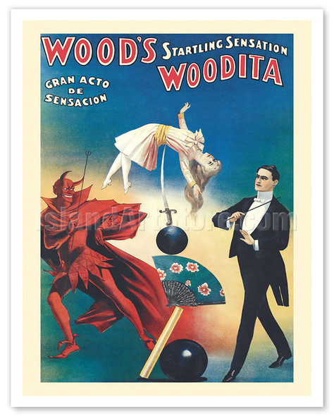 Wood’s Woodita Startling Sensation - c. 1908 - Vintage Magic Poster
