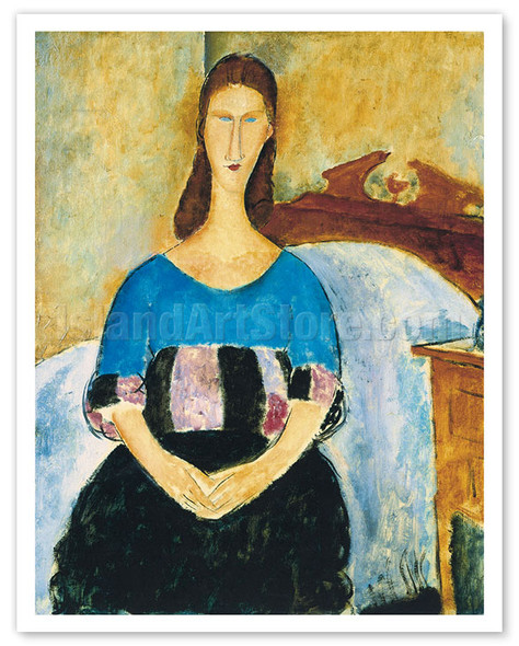 Portrait of Jeanne Hebuterne - c. 1919 - Poster by Amedeo Modigliani