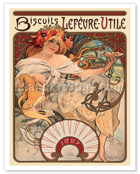 Biscuits Lefèvre-Utile - 1897 Calendar - Poster by Alphonse Mucha