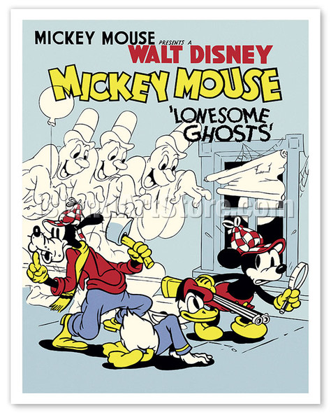 Lonesome Ghosts - Starring Mickey Mouse - c. 1938 - Vintage Film Movie Poster