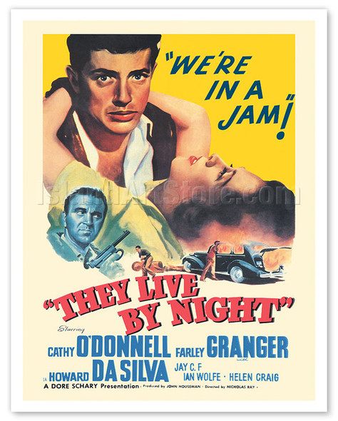 They Live By Night - Directed by Nicholas Ray - c. 1948 - Vintage Film Noir Movie Poster