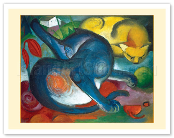 Two Cats Blue and Yellow - c. 1912 - Poster by Franz Marc